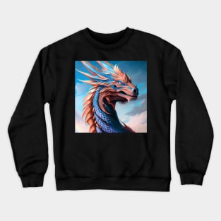 Intricate Blue and Copper Metallic Dragon Crewneck Sweatshirt